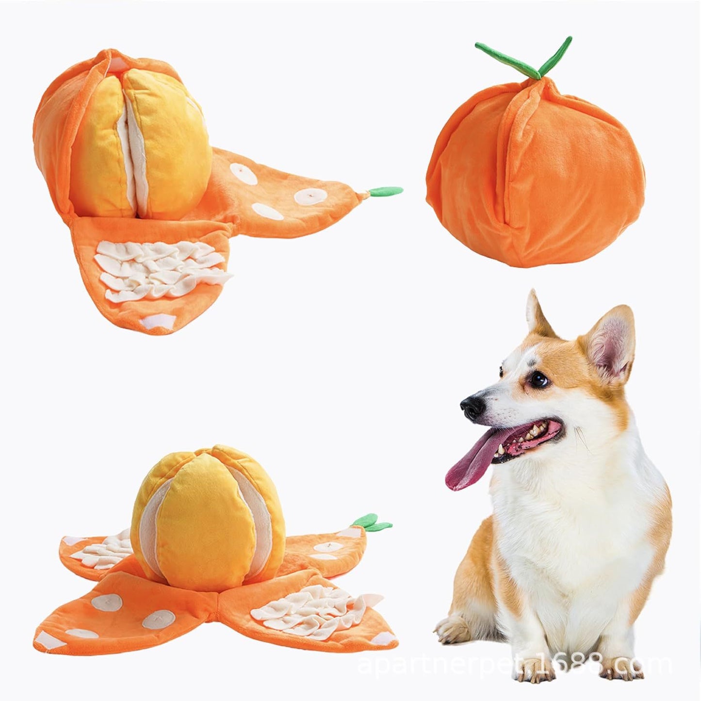 Plush dog toys, orange interactive dog toys, suitable for small dogs, small dogs and squeaky dogs