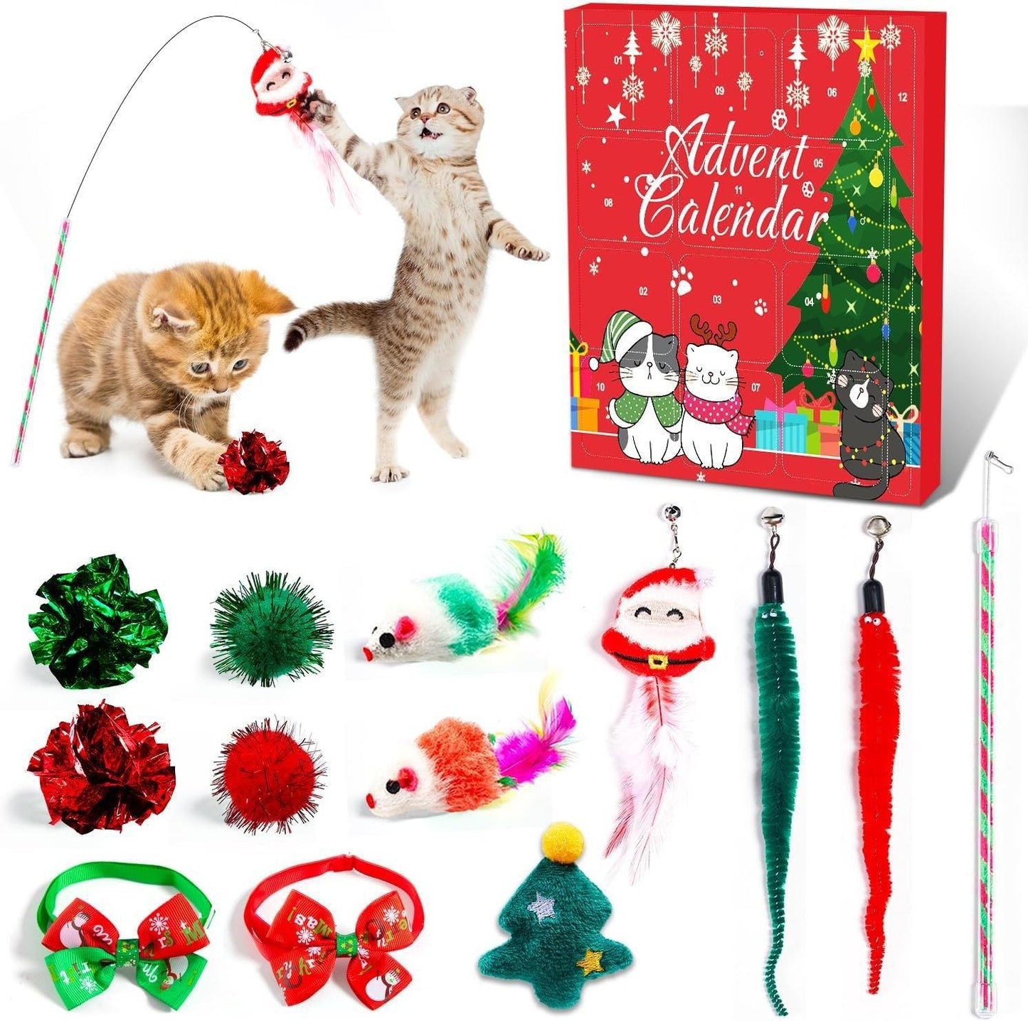 Cross-border pet cat and dog blind box toys, Christmas cat teasers, dog chew sticks and accessory gift boxes