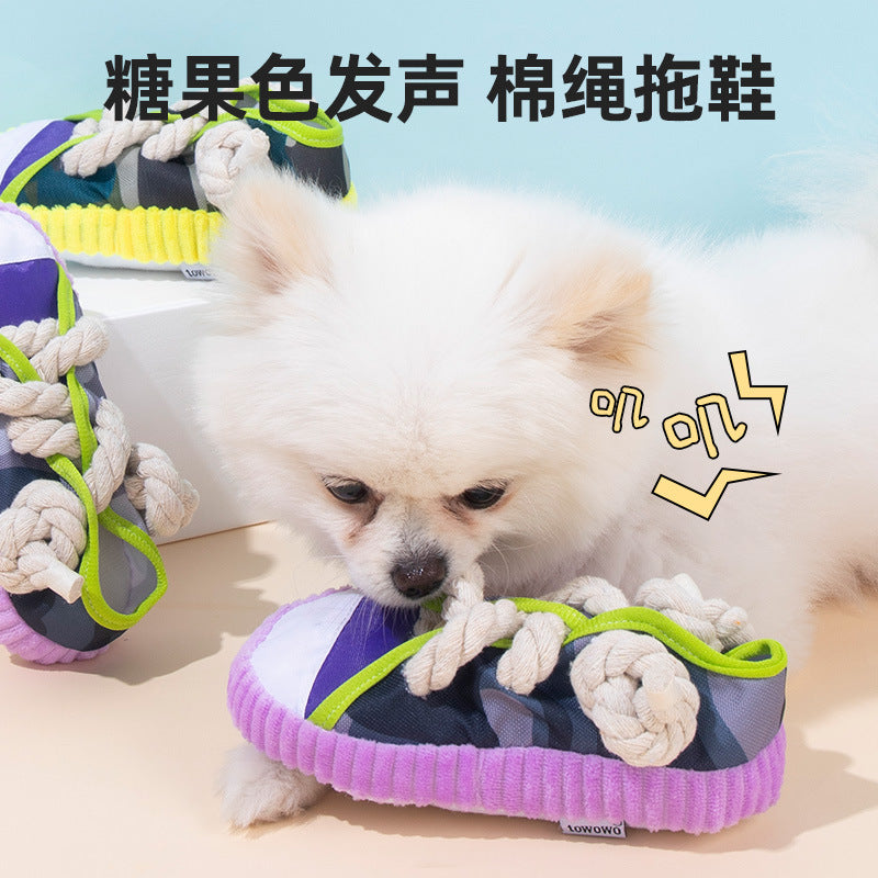 Dog toys, chew-resistant rope slippers, training Teddy Pomeranian puppies to consume physical energy, molars and relieve boredom, pet supplies