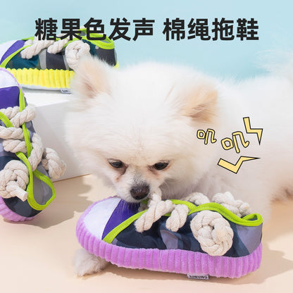Dog toys, chew-resistant rope slippers, training Teddy Pomeranian puppies to consume physical energy, molars and relieve boredom, pet supplies