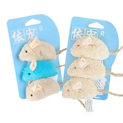 Cat Toys Simulation Plush Mouse Three-Piece Combination Kitten Toy Catnip Cat Amusement Pet Supplies