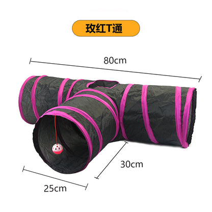 Cross-border new pet interactive toys self-entertainment cat tunnel rainbow cat channel runway rolling chinchilla nest