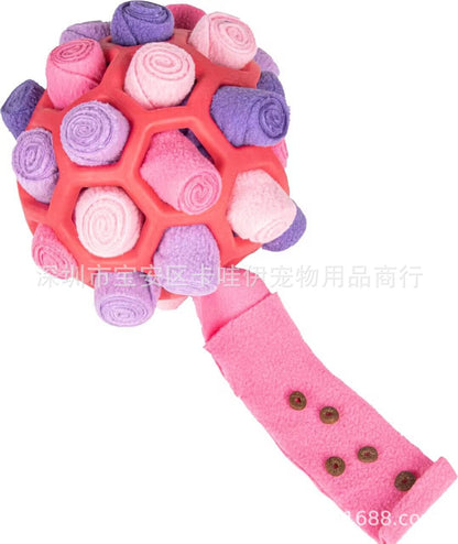 Cross-border hot-selling pet sniffing and exploding ball toys, dog blind box food hiding rubber ball educational sniffing and leaking food ball