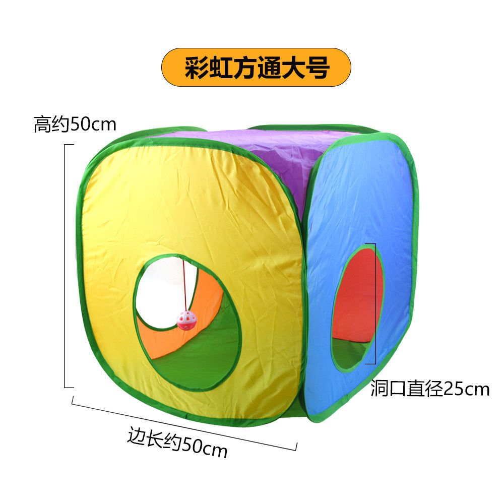 Cross-border new pet interactive toys self-entertainment cat tunnel rainbow cat channel runway rolling chinchilla nest