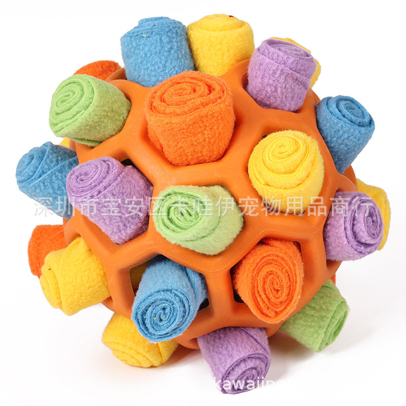 Cross-border hot-selling pet sniffing and exploding ball toys, dog blind box food hiding rubber ball educational sniffing and leaking food ball
