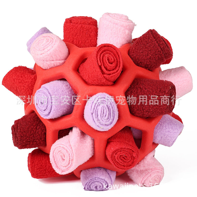 Cross-border hot-selling pet sniffing and exploding ball toys, dog blind box food hiding rubber ball educational sniffing and leaking food ball