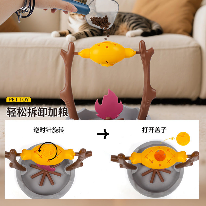 Cross-border pet cat and dog toys roasted chicken legs rotating food storage leaking device slow feeding feeder educational supplies