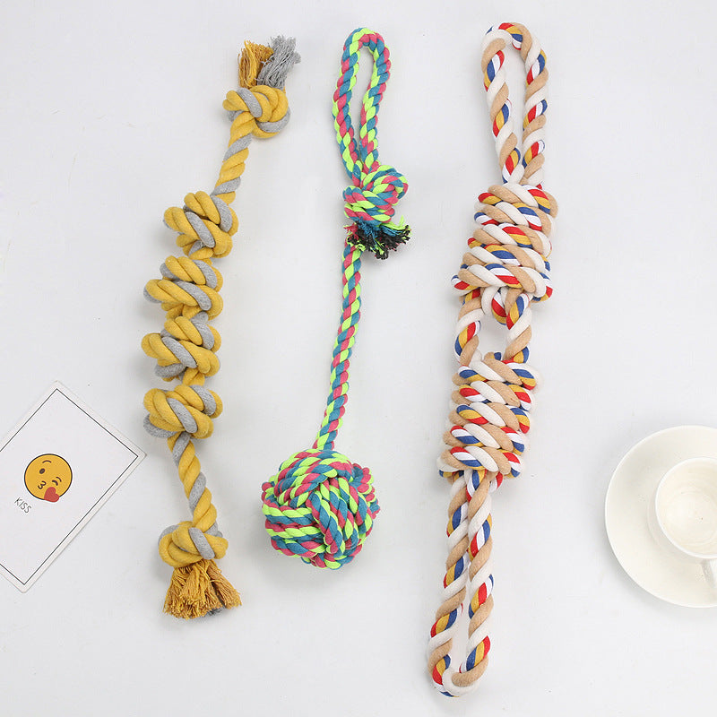 Amazon new pet toys dog cotton rope toys medium and large dog chew-resistant teething big dog toys wholesale