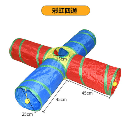 Cross-border new pet interactive toys self-entertainment cat tunnel rainbow cat channel runway rolling chinchilla nest