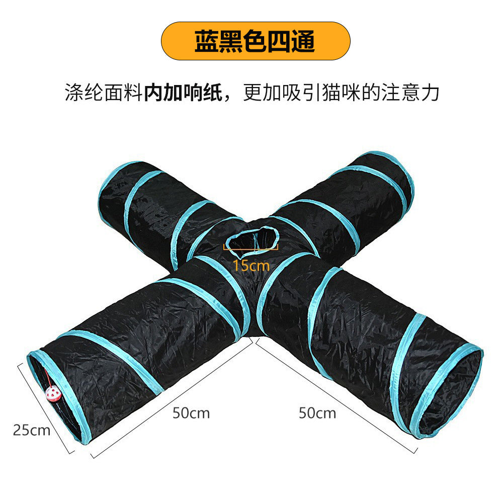 Cross-border new pet interactive toys self-entertainment cat tunnel rainbow cat channel runway rolling chinchilla nest