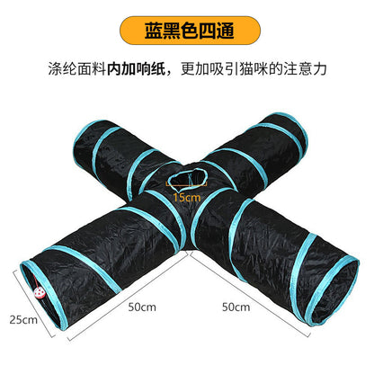 Cross-border new pet interactive toys self-entertainment cat tunnel rainbow cat channel runway rolling chinchilla nest