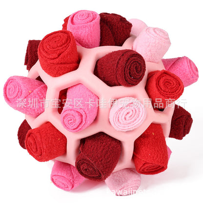 Cross-border hot-selling pet sniffing and exploding ball toys, dog blind box food hiding rubber ball educational sniffing and leaking food ball