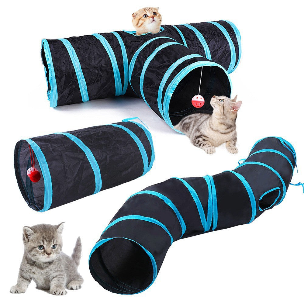 Cross-border new pet interactive toys self-entertainment cat tunnel rainbow cat channel runway rolling chinchilla nest