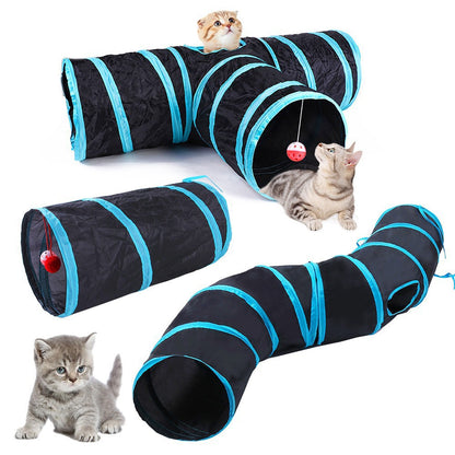 Cross-border new pet interactive toys self-entertainment cat tunnel rainbow cat channel runway rolling chinchilla nest