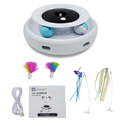 Cross-border new pet electric cat toys cat teasing game cat turntable automatic cat teaser cat toys self-entertainment