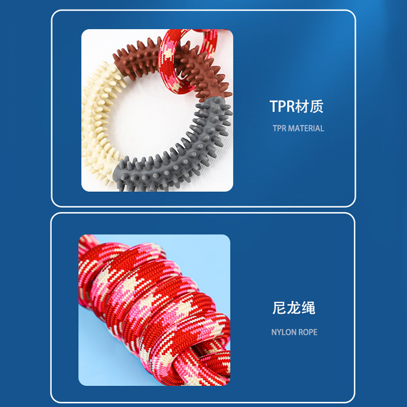 Cross-border popular dog teething and chew-resistant cotton rope toys, pet colorful braided knot toys, puppy self-entertainment toys