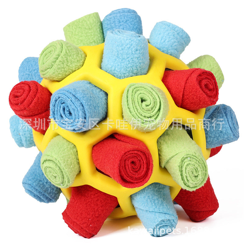 Cross-border hot-selling pet sniffing and exploding ball toys, dog blind box food hiding rubber ball educational sniffing and leaking food ball