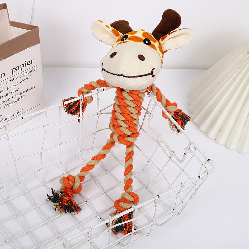 Dog Plush Cotton Rope Chewing Toy Cute Animal Shaped Teeth-Resistant Pet Supplies Manufacturer Wholesale