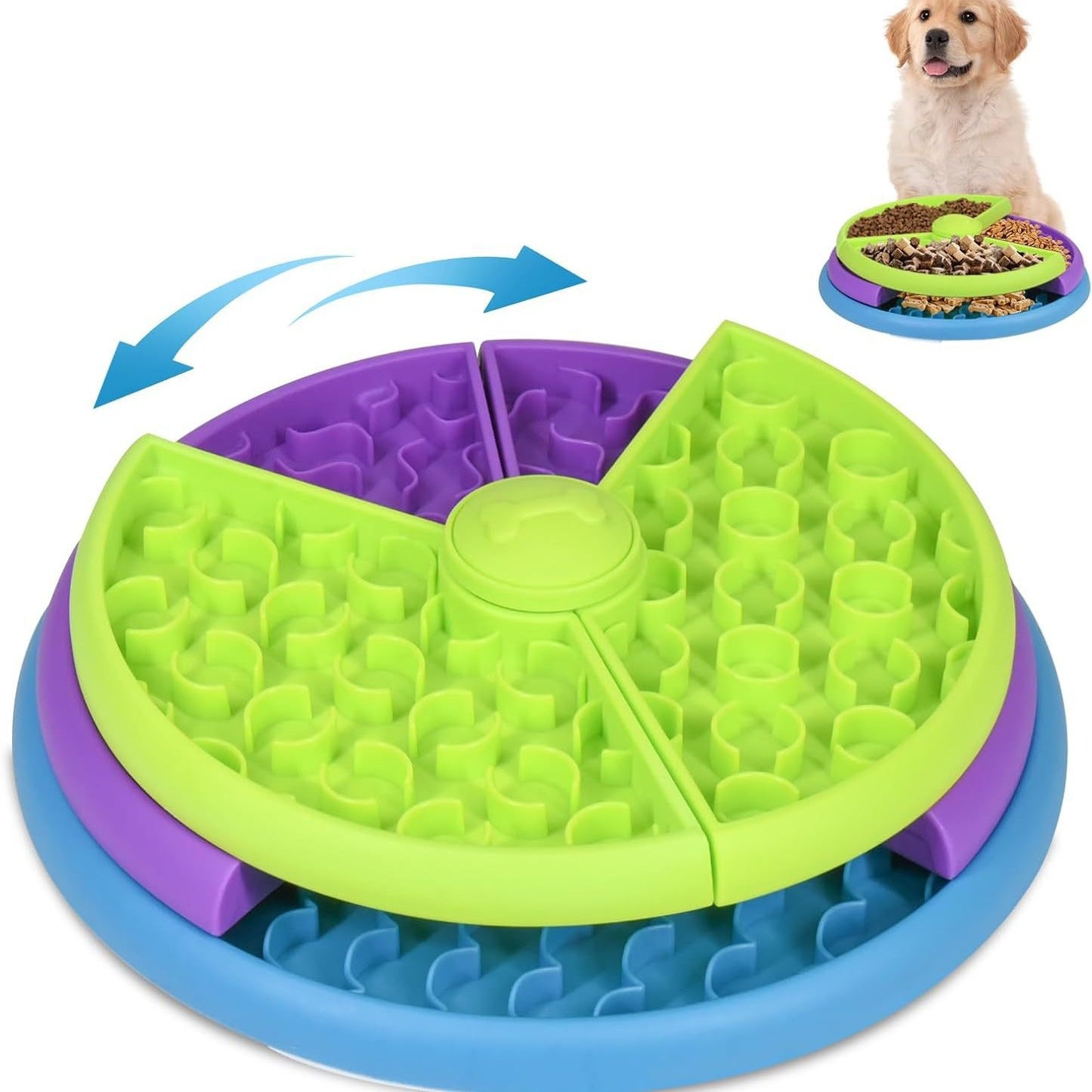 Cross-border pet supplies Amazon three-layer puzzle rotating pet slow food bowl anti-knockover food feeder dog