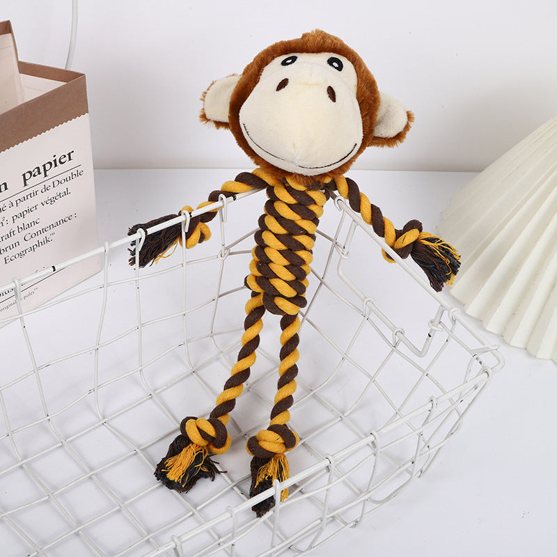 Dog Plush Cotton Rope Chewing Toy Cute Animal Shaped Teeth-Resistant Pet Supplies Manufacturer Wholesale