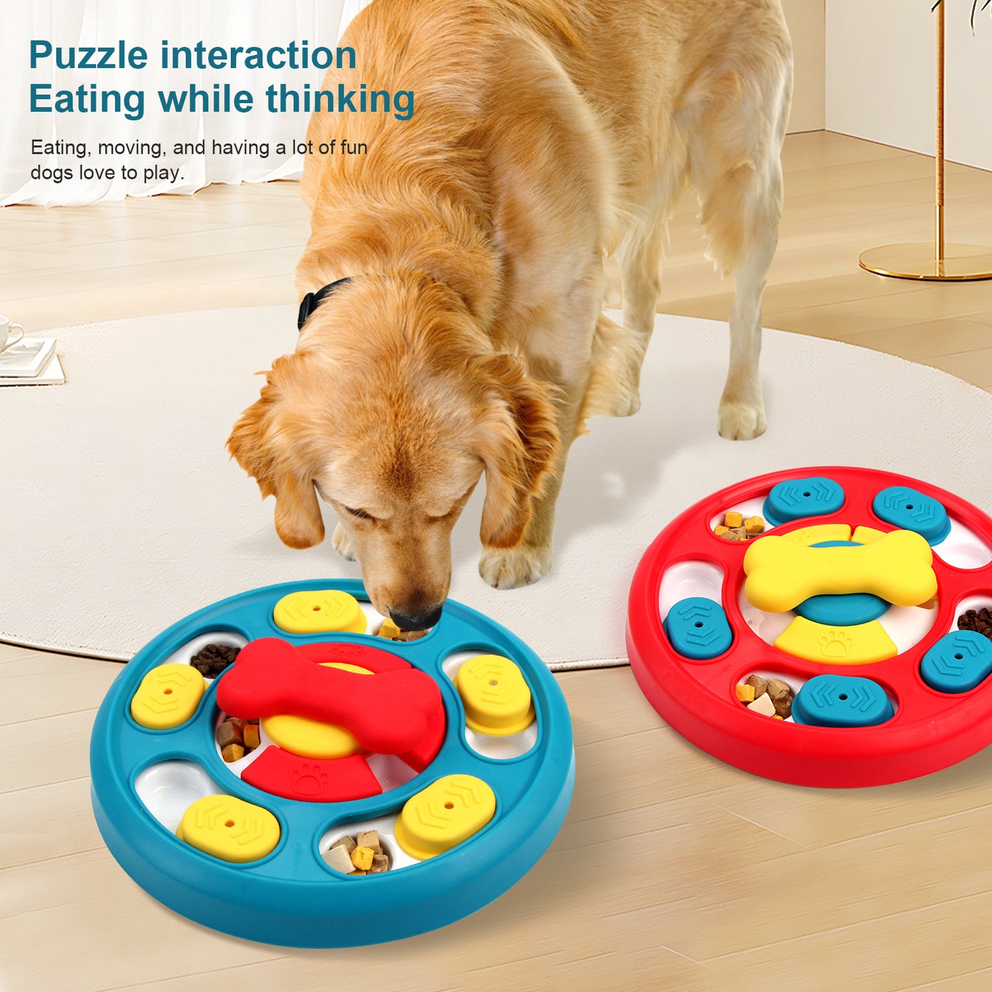 Pet toys new rotating feeding toys slow food bowl dog turntable chewing training puzzle dog toys