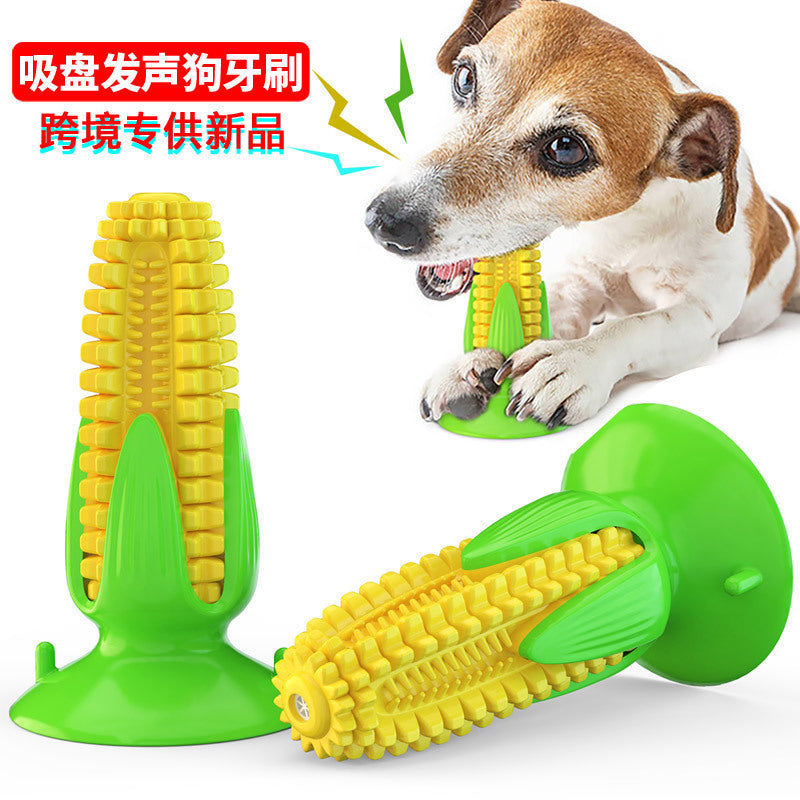 Pet dog toothbrush toys Cross-border teeth cleaning teeth grinding stick bone corn dog toys Wholesale pet teething toys