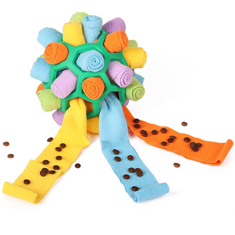 Cross-border hot-selling pet sniffing and exploding ball toys, dog blind box food hiding rubber ball educational sniffing and leaking food ball