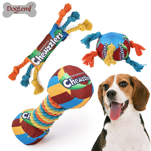 Cross-border pet dog toys, rainbow twisted candy toys, dog teething toys, chewable toys, sound toys, pet supplies