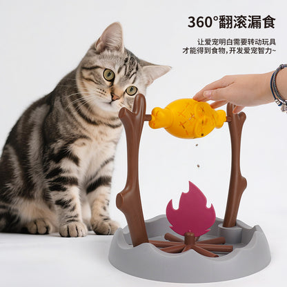 Cross-border pet cat and dog toys roasted chicken legs rotating food storage leaking device slow feeding feeder educational supplies