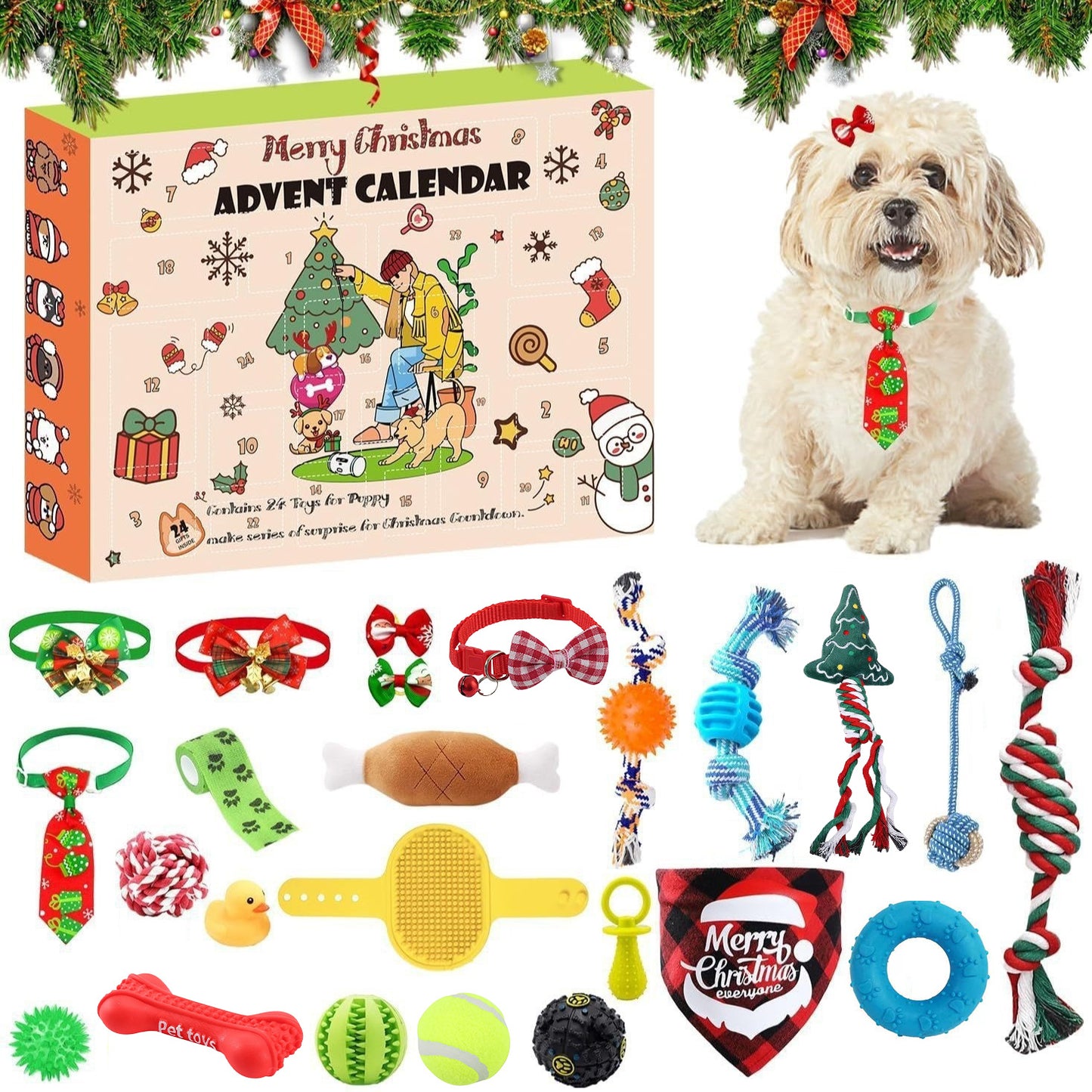 Cross-border pet cat and dog blind box toys, Christmas cat teasers, dog chew sticks and accessory gift boxes