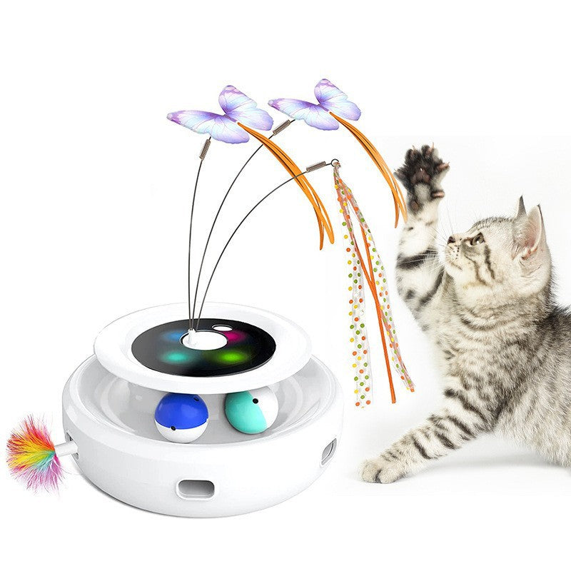 Cross-border new pet electric cat toys cat teasing game cat turntable automatic cat teaser cat toys self-entertainment