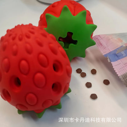 Pet Toys Dog Teeth Grinding Rubber Toy Simulation Strawberry Interactive Educational Food Leaking Ball Manufacturer Wholesale
