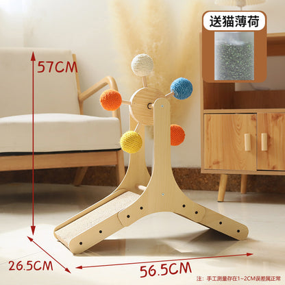 Cat scratching board solid wood turntable sisal hemp claw sharpener to amuse cats without dropping dandruff cat toys pet supplies cross-border supply