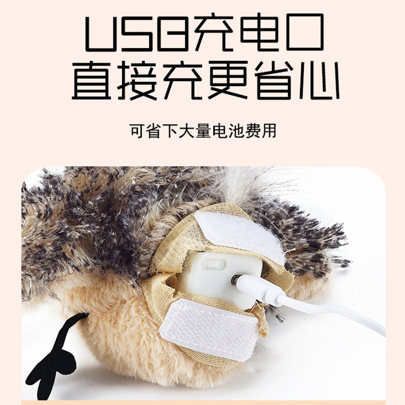Cat toys touch induction sound cat teasing stick plush simulation bird hedgehog capybara teeth grinding self-entertainment