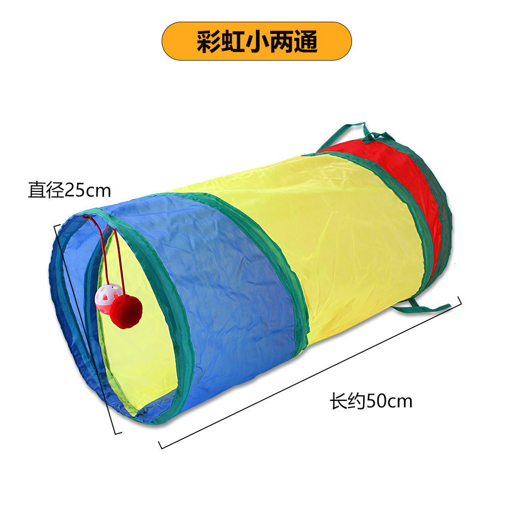 Cross-border new pet interactive toys self-entertainment cat tunnel rainbow cat channel runway rolling chinchilla nest