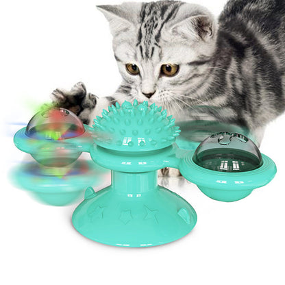 Pet Supplies Wholesale Manufacturers New Amazon Hot Dog Toys Funny Cat Slow Food Leaker Windmill Turntable