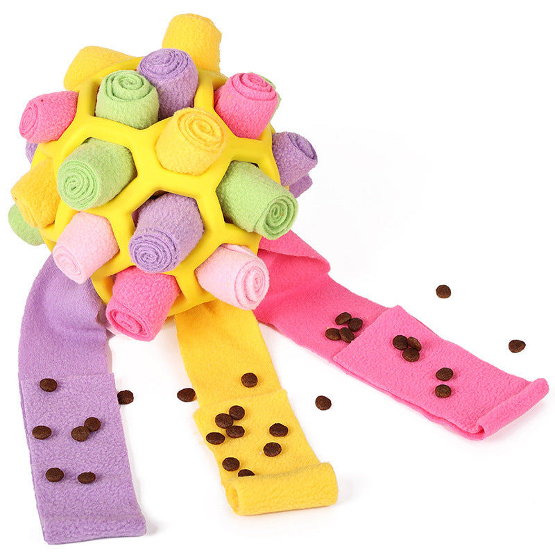 Cross-border hot-selling pet sniffing and exploding ball toys, dog blind box food hiding rubber ball educational sniffing and leaking food ball