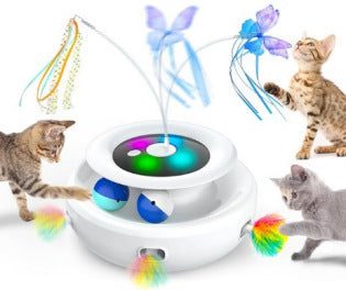 Cross-border new pet electric cat toys cat teasing game cat turntable automatic cat teaser cat toys self-entertainment