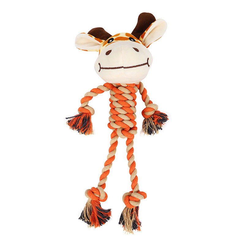 Dog Plush Cotton Rope Chewing Toy Cute Animal Shaped Teeth-Resistant Pet Supplies Manufacturer Wholesale