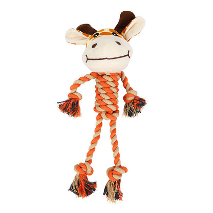Dog Plush Cotton Rope Chewing Toy Cute Animal Shaped Teeth-Resistant Pet Supplies Manufacturer Wholesale