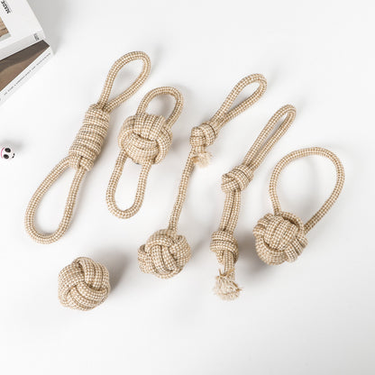 Amazon hot selling dog pet toys cotton and linen rope ball golden retriever Shiba Inu pet toys decompression toy set