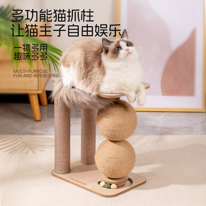 Vertical cat climbing frame small cat scratching post double hemp rope ball pet supplies cat toys cat scratching ball cat scratching board wholesale