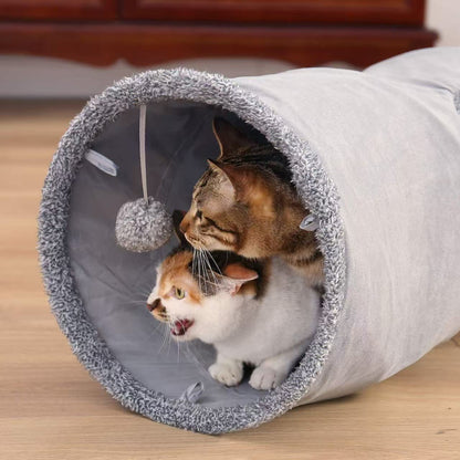 Amazon hot selling suede straight through plush foldable cat tunnel pet supplies cat toys