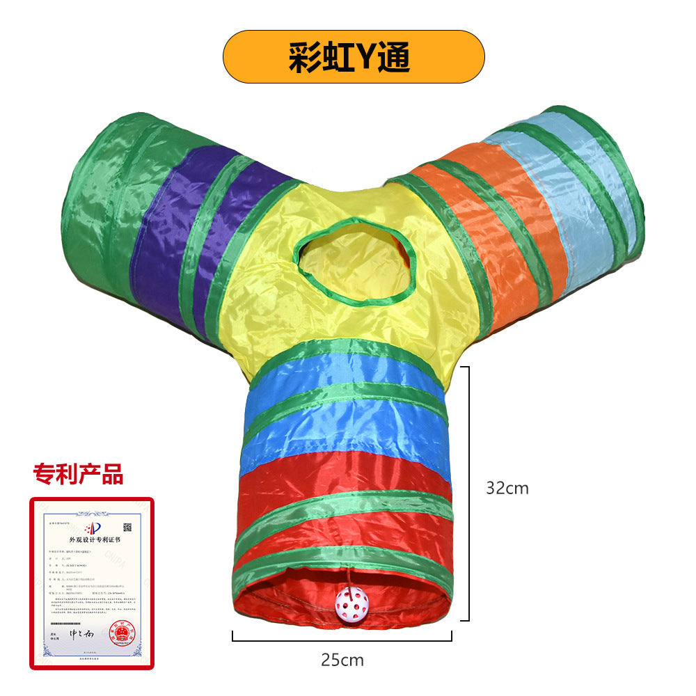 Cross-border new pet interactive toys self-entertainment cat tunnel rainbow cat channel runway rolling chinchilla nest