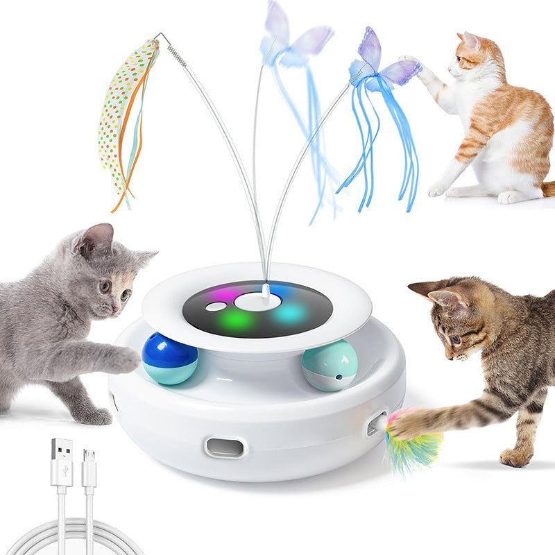 Cross-border new pet electric cat toys cat teasing game cat turntable automatic cat teaser cat toys self-entertainment