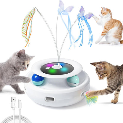 Cross-border new pet electric cat toys cat teasing game cat turntable automatic cat teaser cat toys self-entertainment