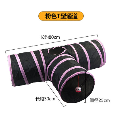 Cross-border new pet interactive toys self-entertainment cat tunnel rainbow cat channel runway rolling chinchilla nest
