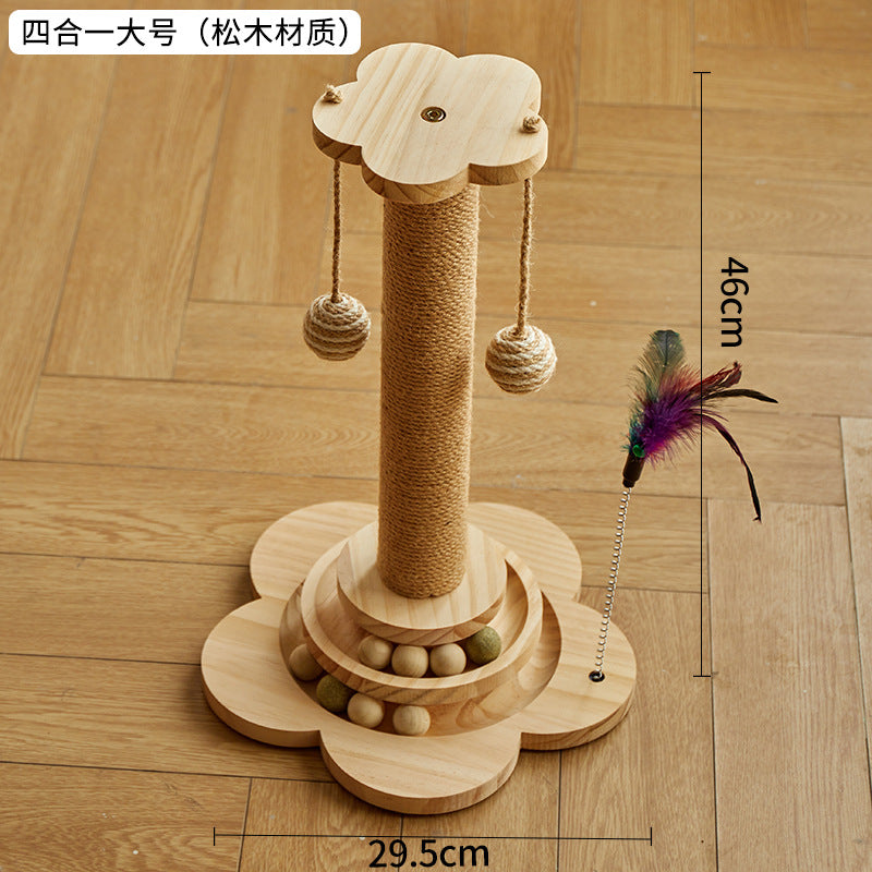 Cat toys luxury solid wood cat scratching post vertical cat scratching board sisal wear-resistant and non-shedding cat climbing frame integrated cat nest