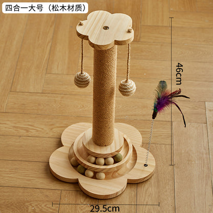 Cat toys luxury solid wood cat scratching post vertical cat scratching board sisal wear-resistant and non-shedding cat climbing frame integrated cat nest