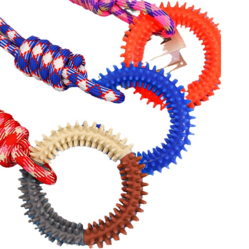 Cross-border popular dog teething and chew-resistant cotton rope toys, pet colorful braided knot toys, puppy self-entertainment toys